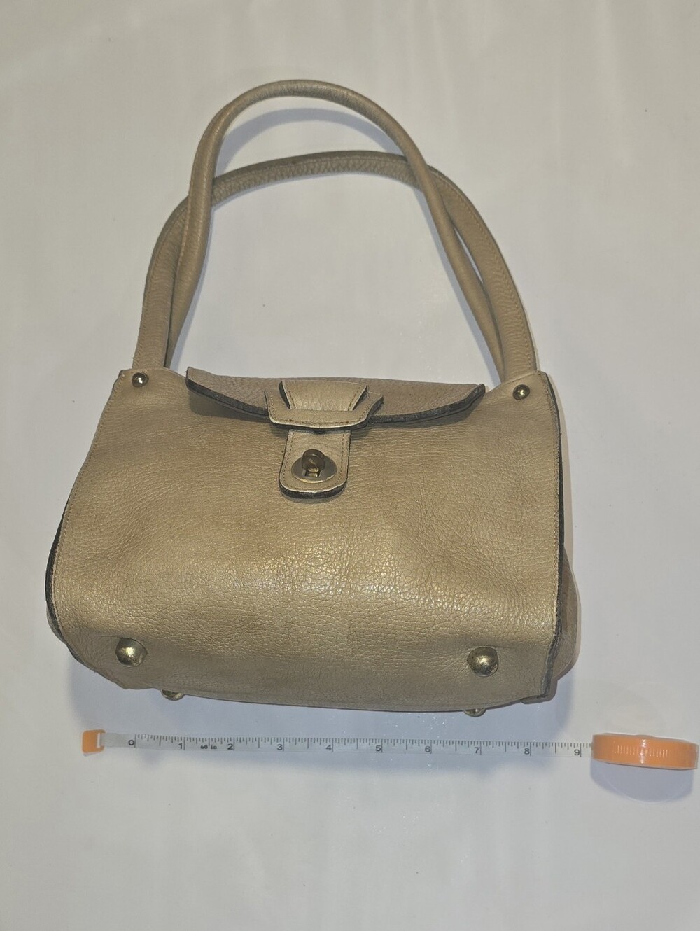 Vintage 1960s/70s Leather Shoulder Bag in Beige